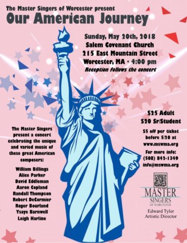 MASTER SINGERS OF WORCESTER CONCERT – SUNDAY MAY 20TH @4:00 PM