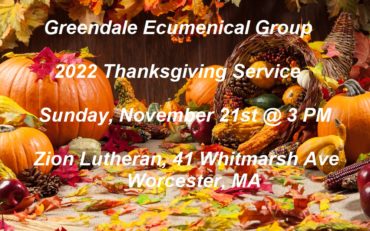 THANKSGIVING ECUMENICAL SERVICE – NOV 21, 2021 @3 PM – ZION LUTHERAN CHURCH