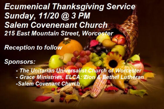 Ecumenical Thanksgiving Service – Sunday, November 20 @ 3:00 pm
